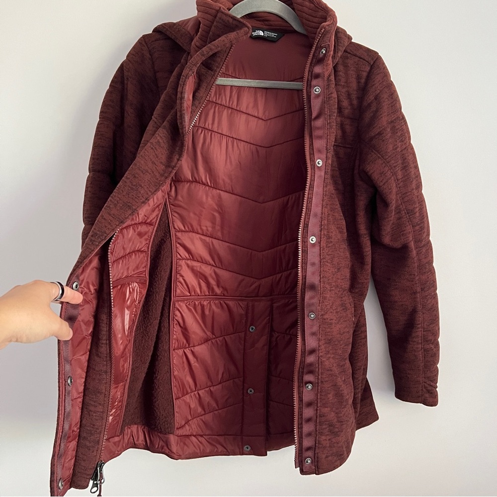 The North Face Indy Insulated Parka Sequoia Red Maroon Heather Jacket Coat Small - Picture 11 of 13